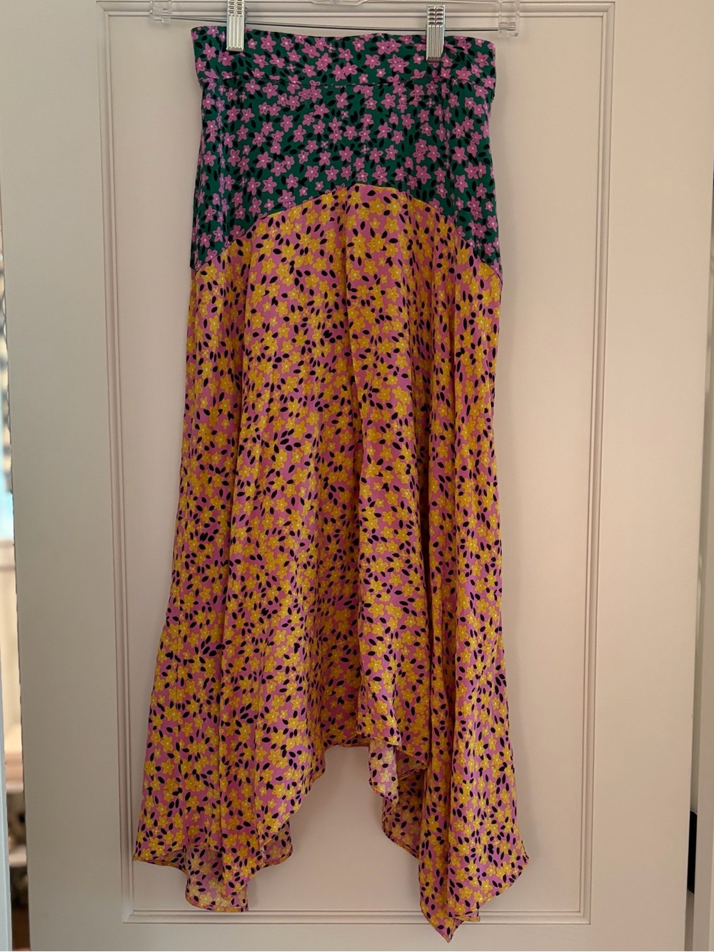 Topshop Yellow and Green Floral High-Low Skirt
